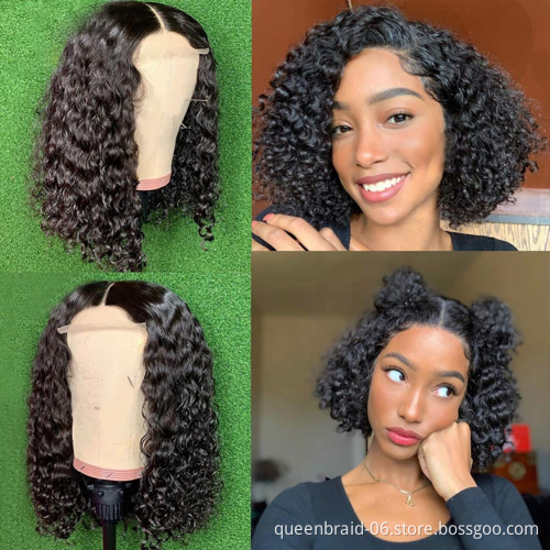 Short Bob Deep Curly Wave Wigs 13x4 Lace Front Wigs Pre Plucked With Baby Hair 100% Brazilian Remy Virgin Human Hair Wigs